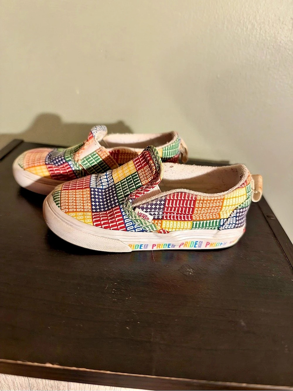 Vans Pride Rainbow Patchwork Toddler Slip-On Shoes Size 8